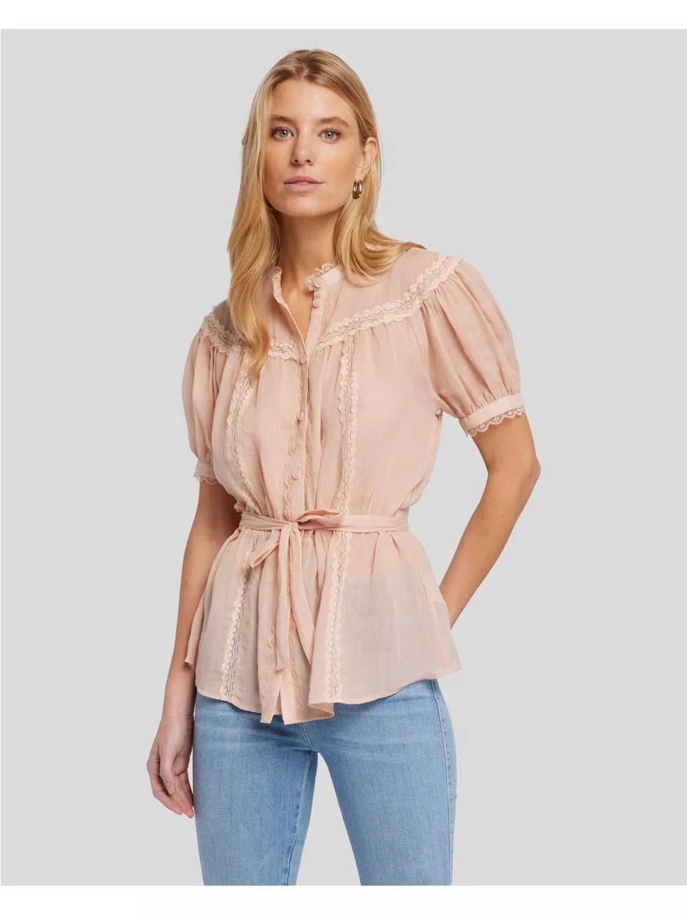 7 for all mankind lace trim prairie blouse